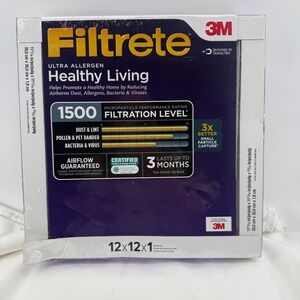 Filtrete 1500 MPR Ultra Allergen Healthy Living Air Filter‎ 12x12x1 Inch NEW